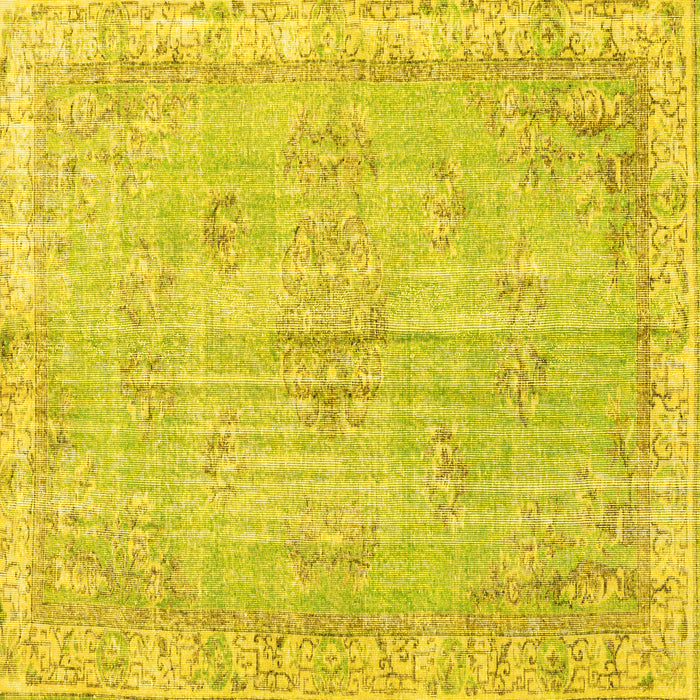 Square Machine Washable Persian Yellow Bohemian Rug, wshtr3623yw