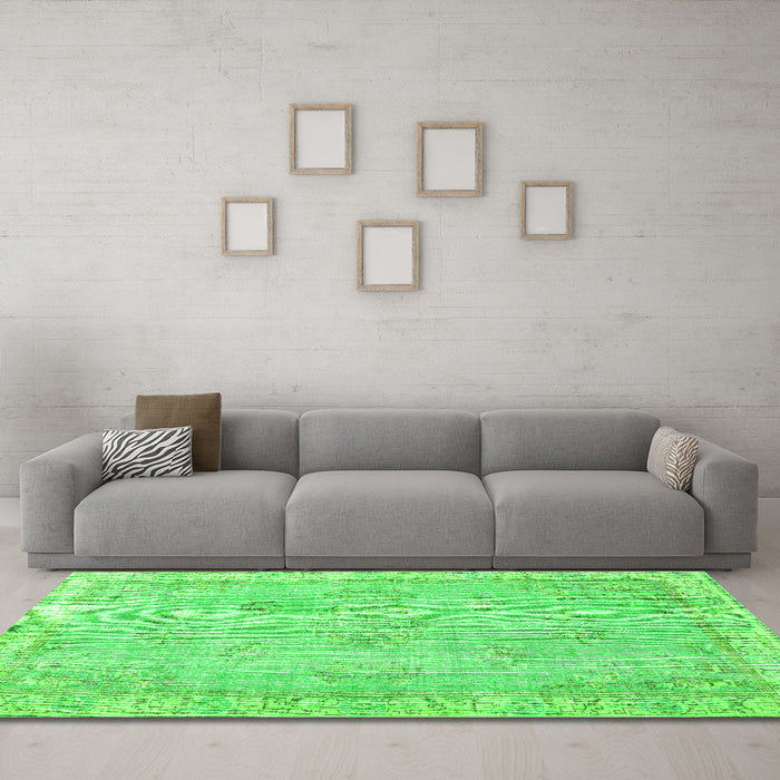 Machine Washable Persian Green Bohemian Area Rugs in a Living Room,, wshtr3623grn