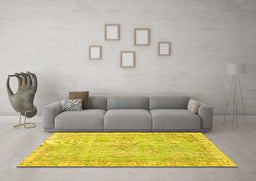 Machine Washable Persian Yellow Bohemian Rug in a Living Room, wshtr3623yw