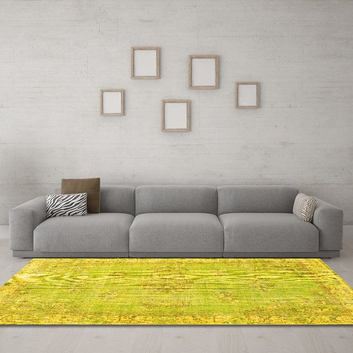 Machine Washable Persian Yellow Bohemian Rug in a Living Room, wshtr3623yw