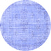 Round Machine Washable Persian Blue Bohemian Rug, wshtr3623blu