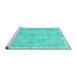 Sideview of Machine Washable Persian Turquoise Bohemian Area Rugs, wshtr3623turq