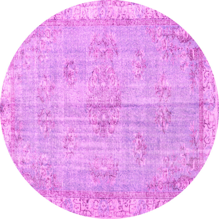 Round Machine Washable Persian Pink Bohemian Rug, wshtr3623pnk