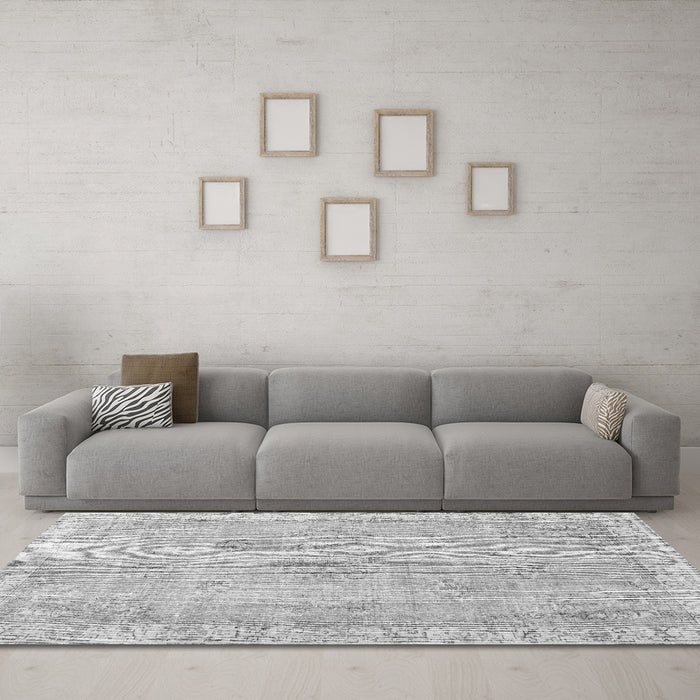 Machine Washable Persian Gray Bohemian Rug in a Living Room,, wshtr3623gry