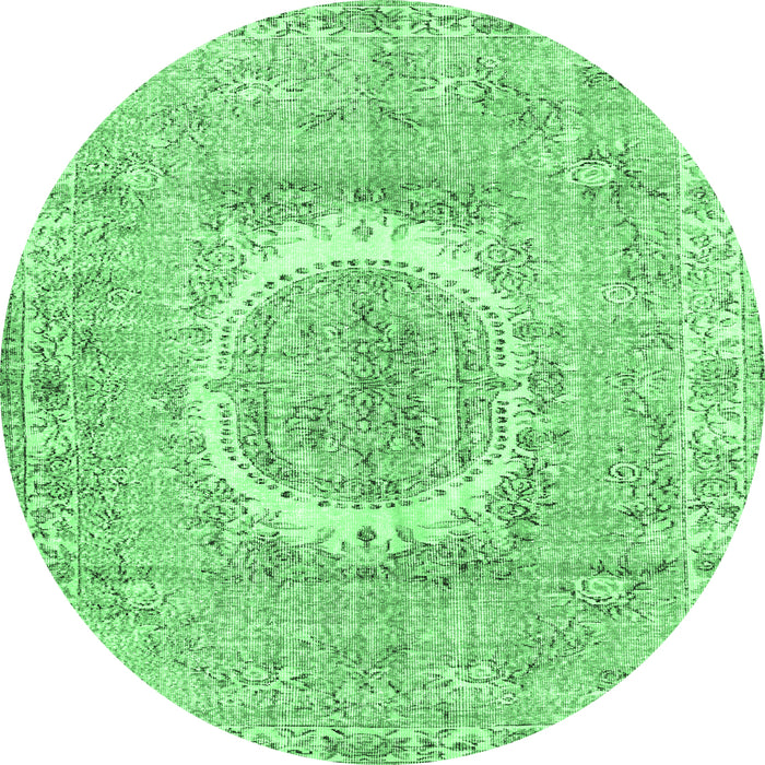 Round Machine Washable Persian Emerald Green Traditional Area Rugs, wshtr3624emgrn