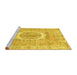 Sideview of Machine Washable Persian Yellow Traditional Rug, wshtr3624yw