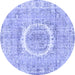 Round Machine Washable Persian Blue Traditional Rug, wshtr3624blu