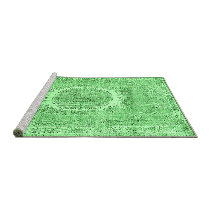 Sideview of Machine Washable Persian Emerald Green Traditional Area Rugs, wshtr3624emgrn