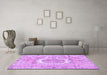 Machine Washable Persian Purple Traditional Area Rugs in a Living Room, wshtr3624pur