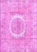 Machine Washable Persian Pink Traditional Rug, wshtr3624pnk