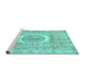 Sideview of Machine Washable Persian Turquoise Traditional Area Rugs, wshtr3624turq