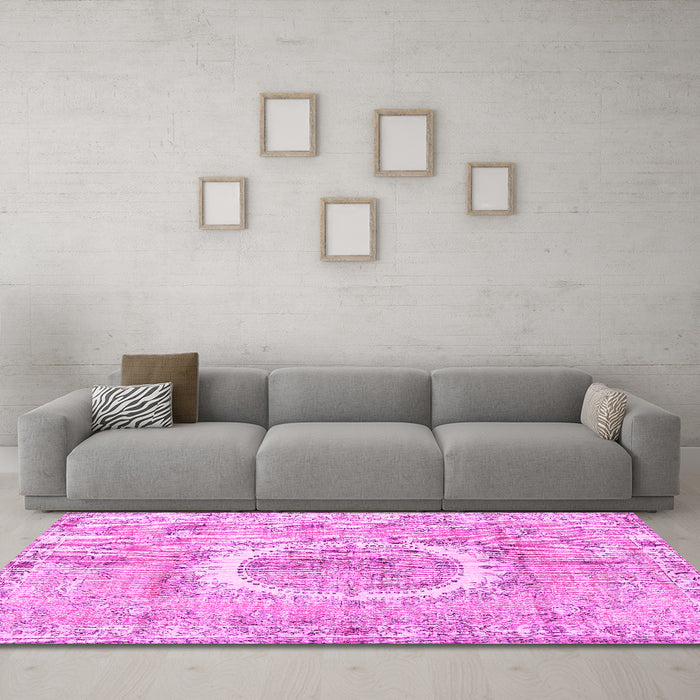 Machine Washable Persian Pink Traditional Rug in a Living Room, wshtr3624pnk