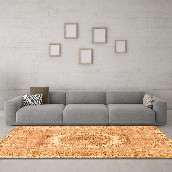 Machine Washable Persian Orange Traditional Area Rugs in a Living Room, wshtr3624org
