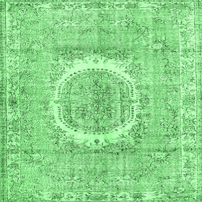 Square Machine Washable Persian Emerald Green Traditional Area Rugs, wshtr3624emgrn