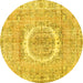 Round Persian Yellow Traditional Rug, tr3624yw