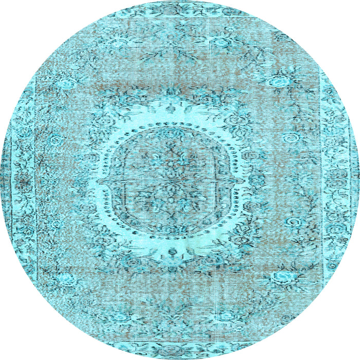 Round Machine Washable Persian Light Blue Traditional Rug, wshtr3624lblu