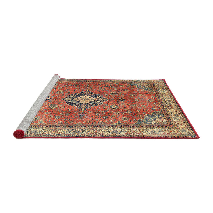 Sideview of Machine Washable Traditional Fire Brick Red Rug, wshtr3625