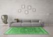 Machine Washable Persian Emerald Green Traditional Area Rugs in a Living Room,, wshtr3625emgrn