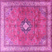 Square Machine Washable Persian Pink Traditional Rug, wshtr3625pnk