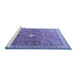 Sideview of Machine Washable Persian Blue Traditional Rug, wshtr3625blu