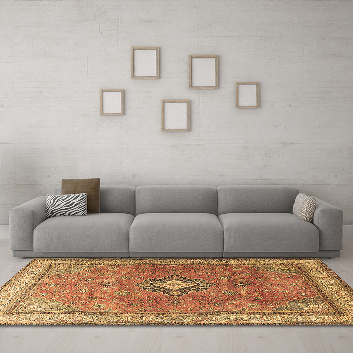 Machine Washable Persian Brown Traditional Rug in a Living Room,, wshtr3625brn