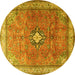 Round Persian Yellow Traditional Rug, tr3625yw
