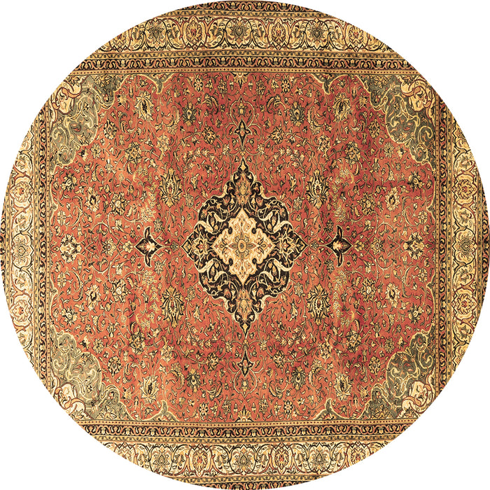Round Persian Brown Traditional Rug, tr3625brn