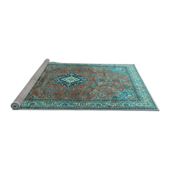 Sideview of Machine Washable Persian Light Blue Traditional Rug, wshtr3625lblu