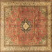 Square Machine Washable Persian Brown Traditional Rug, wshtr3625brn