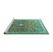 Sideview of Machine Washable Persian Turquoise Traditional Area Rugs, wshtr3625turq