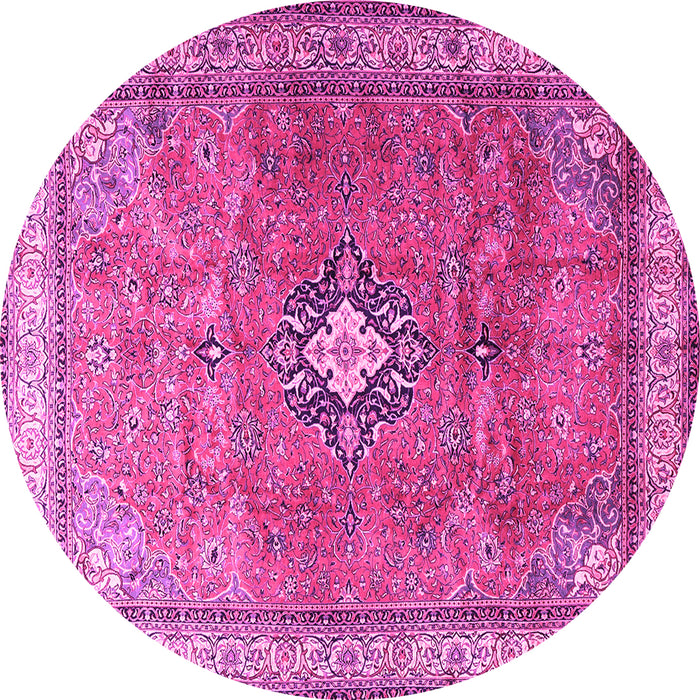 Round Machine Washable Persian Pink Traditional Rug, wshtr3625pnk