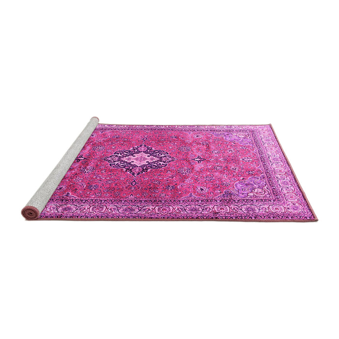 Sideview of Machine Washable Persian Pink Traditional Rug, wshtr3625pnk