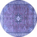 Round Machine Washable Persian Blue Traditional Rug, wshtr3625blu