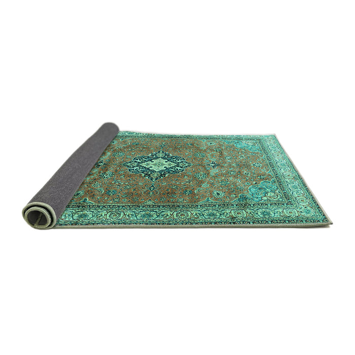 Sideview of Persian Turquoise Traditional Rug, tr3625turq