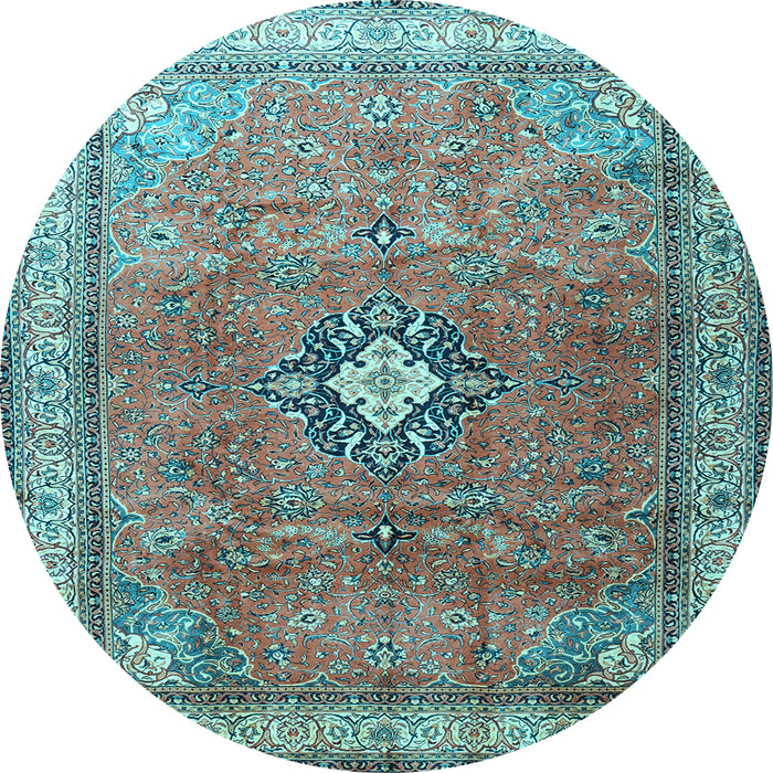 Round Persian Light Blue Traditional Rug, tr3625lblu