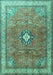 Machine Washable Persian Turquoise Traditional Area Rugs, wshtr3625turq