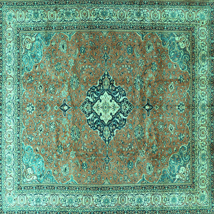 Square Persian Turquoise Traditional Rug, tr3625turq