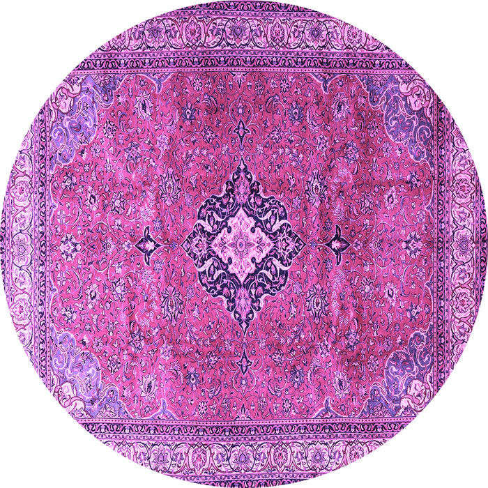 Round Machine Washable Persian Purple Traditional Area Rugs, wshtr3625pur