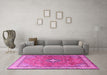 Machine Washable Persian Pink Traditional Rug in a Living Room, wshtr3625pnk