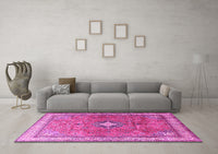 Machine Washable Persian Pink Traditional Rug, wshtr3625pnk