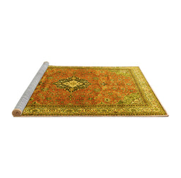 Sideview of Machine Washable Persian Yellow Traditional Rug, wshtr3625yw