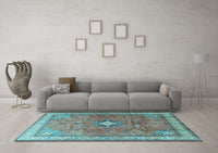 Machine Washable Persian Light Blue Traditional Rug, wshtr3625lblu