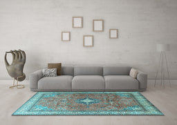 Machine Washable Persian Light Blue Traditional Rug in a Living Room, wshtr3625lblu