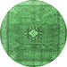 Round Persian Emerald Green Traditional Rug, tr3625emgrn