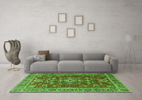 Machine Washable Persian Green Traditional Rug, wshtr3626grn