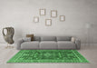 Machine Washable Persian Emerald Green Traditional Area Rugs in a Living Room,, wshtr3626emgrn