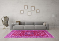 Machine Washable Persian Pink Traditional Rug, wshtr3626pnk