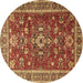 Round Machine Washable Persian Brown Traditional Rug, wshtr3626brn