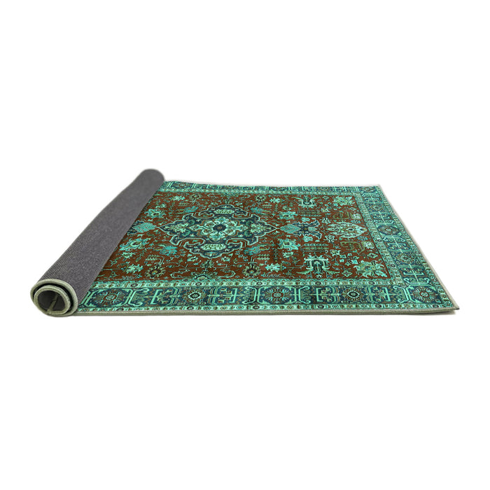 Sideview of Persian Turquoise Traditional Rug, tr3626turq