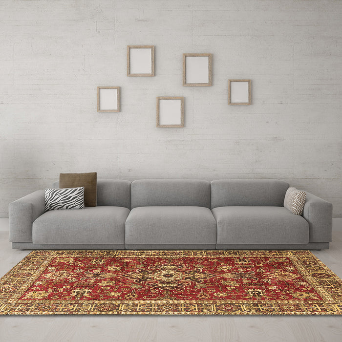 Machine Washable Persian Brown Traditional Rug in a Living Room,, wshtr3626brn